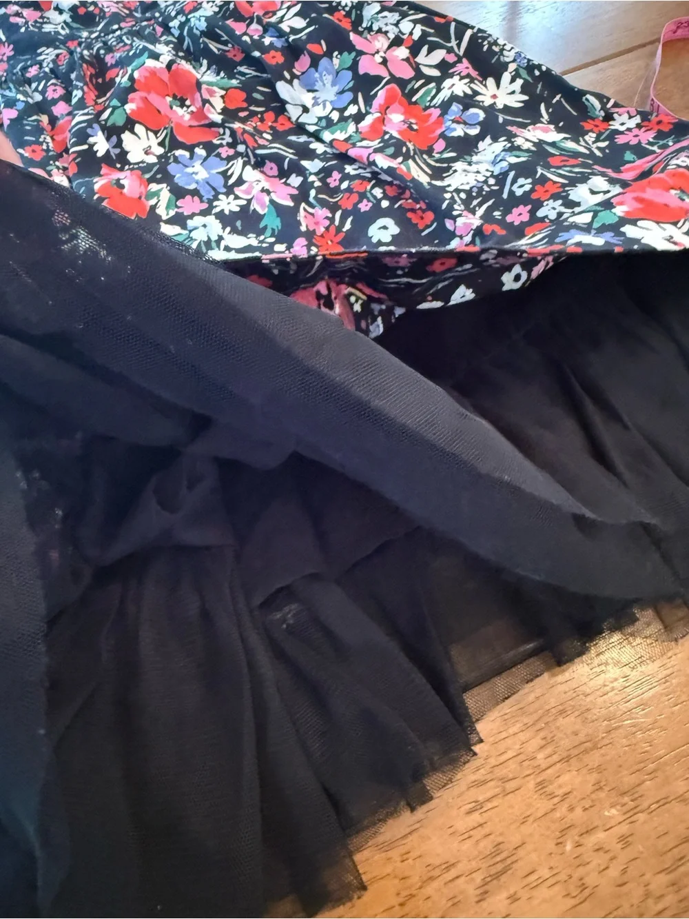 Free People Floral Dress with Tulle Hem Trim & Smocked Back Whimsigoth milkmaid